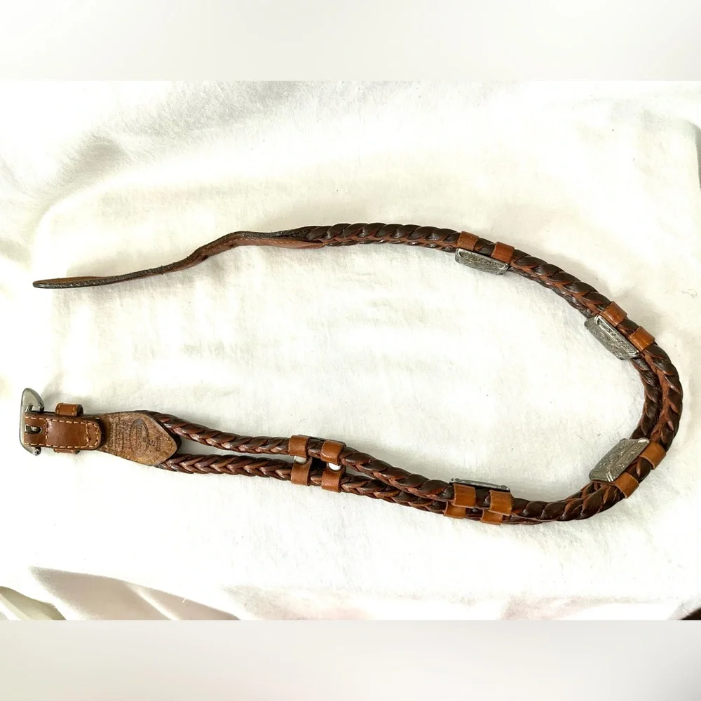 Fossil Woven Leather & Silver Plated Hardware XS - S
